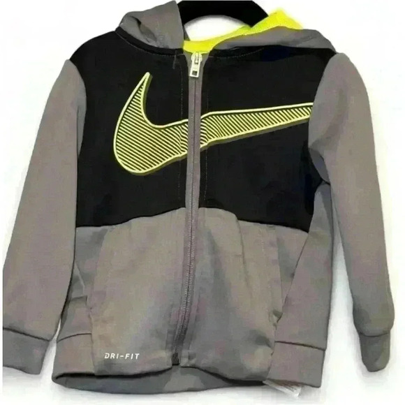Nike Dri-FIT  Full-Zip Gray Hoodie - Boys 24 months - Picture 1 of 4